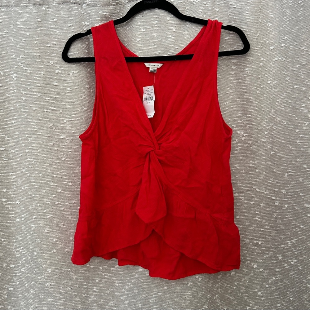 AMERICAN EAGLE Twist Knot Red Tank